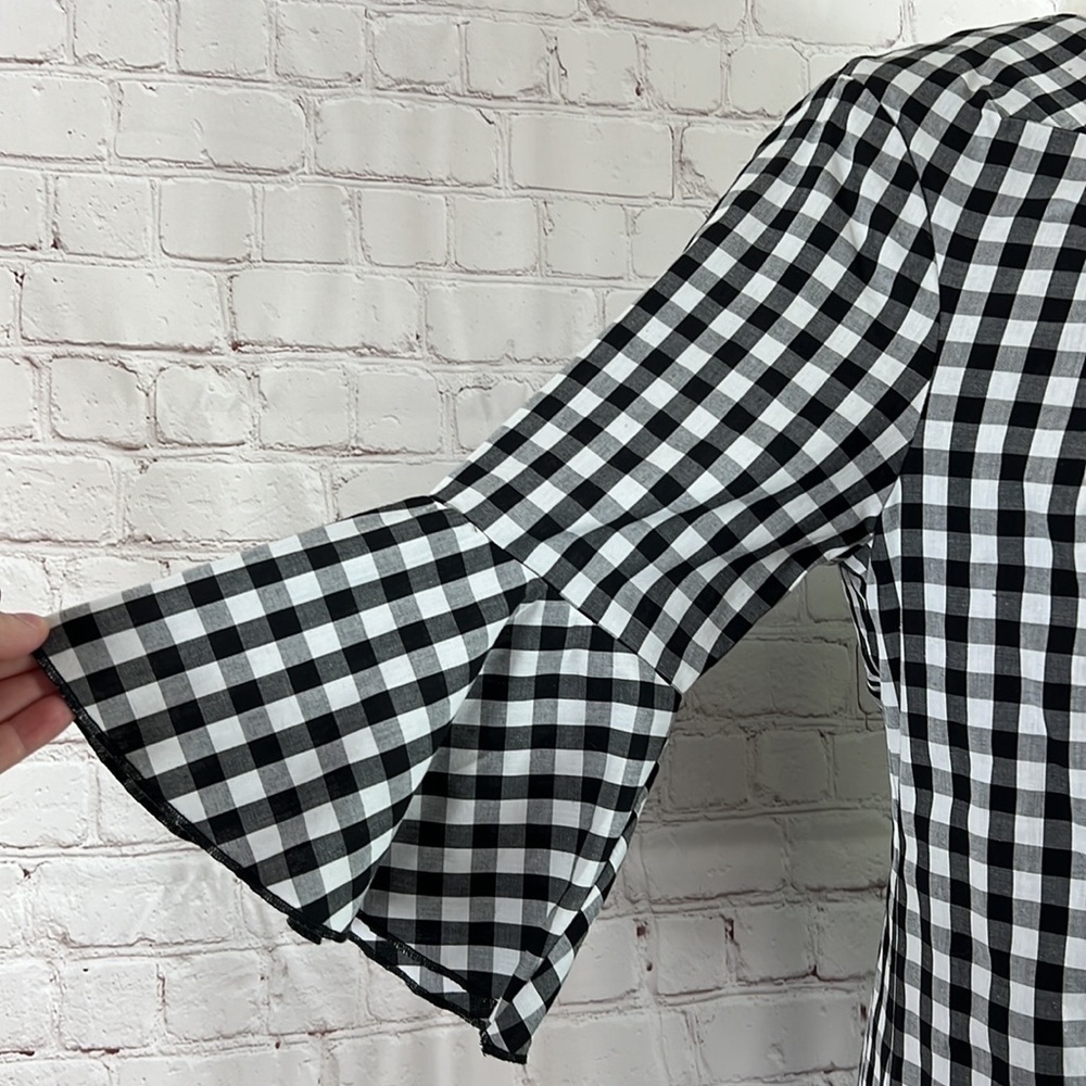 Anthropologie The Korner Black White Gingham Dress Size Large NWT - Picture 5 of 13